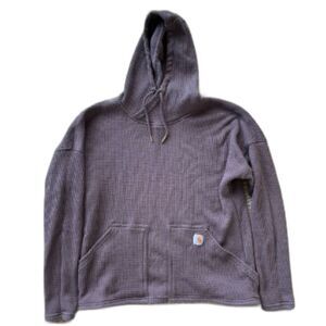 Carhartt Relaxed Fit Waffle Knit Thermal Hoodie Shirt Purple Women’s Medium 8-10